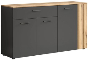 Duża komoda czterodrzwiowa grafit + dąb evok L2-L65