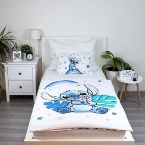 Biała/niebieska bawełniana pościel dziecięca do łóżeczka 135x100 cm Lilo and Stitch "Rainbow" – Jerry Fabrics