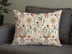 Polibawełniana poszewka na poduszkę FLORAL RIBBON POLY 70x90 cm, kremowy