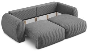 Ciemnoszara sztruksowa rozkładana sofa ze schowkiem 266 cm Kini – Makamii