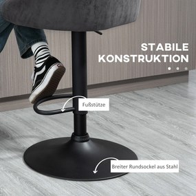 HOMCOM 2 szt krzesła barowe regulowane obrotowe 360 stopni Szare Nowoczesne i funkcjonalne | Aosom PL