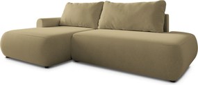 Masseno Narożnik NUVIRA z funkcją spania i pojemnikiem na pościel Narozniki L, Rozkładana sofa - Musztardowy, CASTEL 48