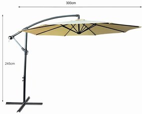 Beżowy parasol ogrodowy na wysięgniku P8-M18