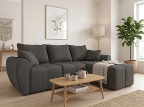Rozkładana narożna sofa SEVIO 246x145 cm, ciemnoszara, uniwersalna + 2 poduszki GRATIS