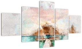 Obraz - Malediwy, drewniane molo (125x70 cm)