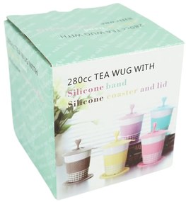 Porcelanowy kubek AQUELLE z silikonowymi dodatkami 280 ml, niebieski
