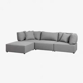 Sofa Modułowa 3-częściowa Z 2 Narożnikami I Pufem Kata Szary - Sklum