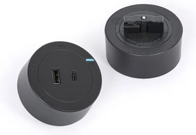 Gniazdo USB-A + USB-C do listew zasilających, czarne