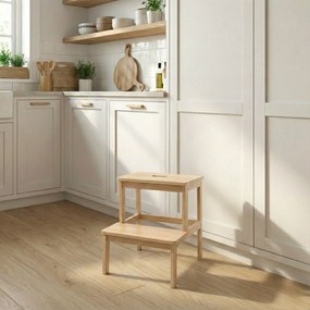 Bambusowy taboret ze schodkiem KROK, wys. 46 cm