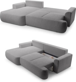 Narożnik VELO wolnostojący układ L strona Lewa z funkcją spania w tkaninie Coral 80