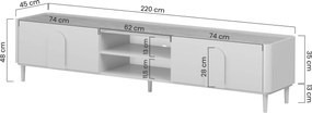Szafka RTV Amilio 220 cm z szufladą na nóżkach - kaszmir / dąb olejowany / uchwyty kaszmir