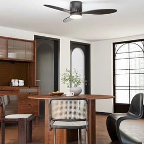 HOMCOM Sufitowy Wentylator z Lampą i Pilotem, 3 Kolory Światła, 6 Prędkości, Regulowana Jasność, Czarny