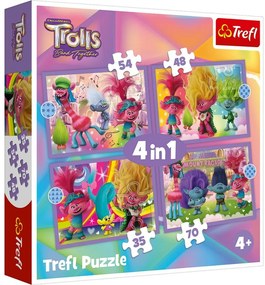 Trefl Puzzle Trolle 3 Kolorowe przygody, 4w1 (35, 48, 54, 70 elem.)