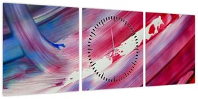 Obraz - różowo - niebieskie kolory (z zegarem) (90x30 cm)