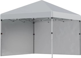 Outsunny Pawilon składany, dwie boczne ściany, torba transportowa, rama stalowa, jasnoszary, 3 x 3 x 2,7 m