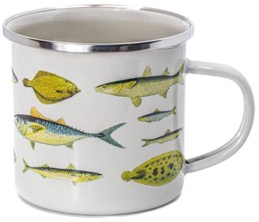 Biało-zielony kubek 310 ml Vintage Fish – Sass &amp; Belle