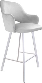 Hoker Milano krzesło barowe tkanina Welur podstawa metalowa : Kolor nogi - Biały profil, Kolor tkaniny - VELVET - MG39, Typ siedziska - Siedzisko stałe