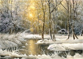 Obraz - Domek w lesie, obraz olejny (70x50 cm)