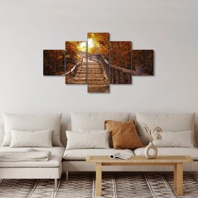 Obraz - Schody w naturze jesienią (125x70 cm)