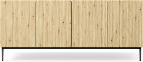 Komoda Nicole 200 cm czterodrzwiowa - biały / dąb artisan / czarne nóżki