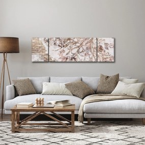 Obraz - Kwiatowy fresk na ceglanej ścianie (170x50 cm)