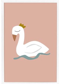 Plakat ścienny w białej ramie Bloomingville Mini Xander Swan, 45x65 cm