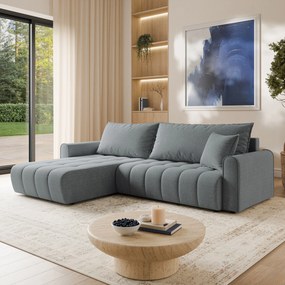 Masseno Narożnik FRIGA z funkcją spania i pojemnikiem na pościel Narozniki L, Rozkładana sofa - Szary, ARAGON 93
