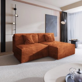 Masseno Narożnik FIORO z funkcją spania i pojemnikiem na pościel Narozniki L, Rozkładana sofa - Brązowy, TILIA 52