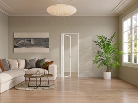 Drzwi kompletne dwustronne z aluminium i szkła hartowanego - wys. 204 x szer. 73 cm - Biały - LOXTON