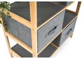 G21 Bambusowy regał z koszykami, 3 półki, szary, 3 piętra