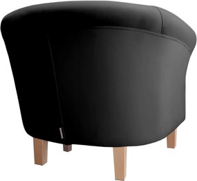 Fotel Milo tkanina Welur wygodny fotel tapicerowany do salonu i sypialni : Kolor nogi - Drewno, Kolor tkaniny - VELVET - MG19, Wysokość nogi - 15 cm