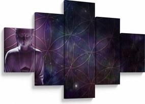 Obraz - Budda z kwiatami życia (125x70 cm)