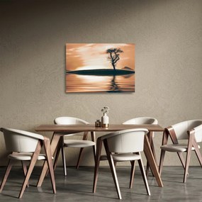 Obraz na szkle drzewa na wyspie (70x50 cm)