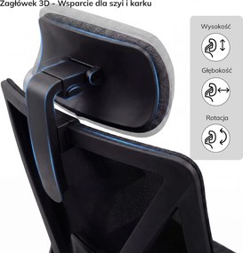 Fotel biurowy ergonomiczny czarny z siatką VECTOR