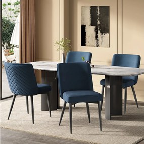 Zestaw 4 krzeseł do jadalni - 63 x 48 x 85 cm - do jadalni/salonu/kawiarni - styl nowoczesny - aksamit - ciemnoniebieski