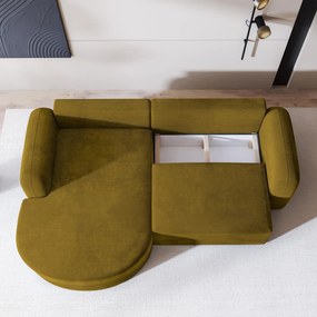Masseno Narożnik AMILIA z funkcją spania i pojemnikiem na pościel Narozniki L, Rozkładana sofa - Żółty, MONOLITH 48
