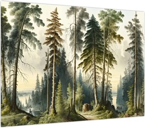Obraz - Krajobraz lasów w stylu vintage (70x50 cm)