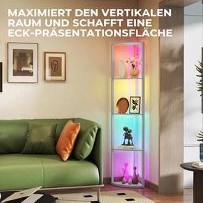 HOMCOM LED lampa stojąca 5-stopniowa ściemnialna z półkami, zmiana kolorów RGB, pilot | Aosom PL