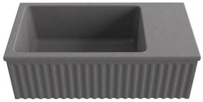 Umywalka betonowa ryflowana nablatowa / wisząca prostokątna 60 x 30 cm WELLE | różne kolory : Kolor - Popielaty, Typ montażu - nablatowa
