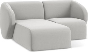 Jasnoszary aksamitny narożnik (lewostronny/z szezlongiem) Lani – Makamii