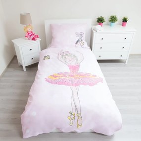 Różowa bawełniana pościel dziecięca jednoosobowa 140x200 cm Ballerina – Jerry Fabrics