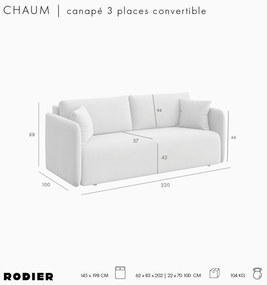 Jasnobrązowa aksamitna rozkładana sofa 220 cm Chaum – Rodier