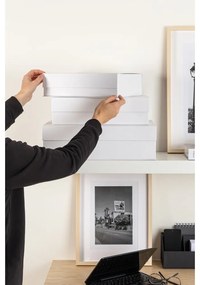 Białe kartonowe pojemniki dekoracyjne z pokrywką zestaw 3 szt. 42,5x29,5x13 cm Kian Paper Laminate – Bigso