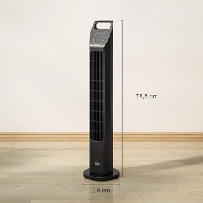 HOMCOM Wentylator stojący, wieżowy, klimatyzacja, 3 tryby, obrotowy, timer, Czarny