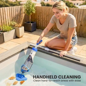 Outsunny Odkurzacz basenowy, bezprzewodowy, z regulowanym drążkiem 63-150 cm i szczotkami, do małych basenów, jacuzzi i stawów | Aosom PL