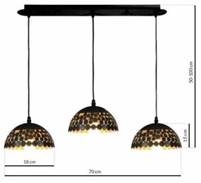 Lampa wisząca LISA BLACK 3xE27, potrójna, czarna