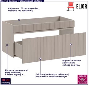 Beżowa szafka umywalkowa z lamelami 100 cm Veres