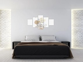 Obraz - Beżowe kwiaty z motylem N⁰1 (125x70 cm)