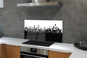 Panel szklany do Kuchni Czarno-Biały Zapis Nutowy