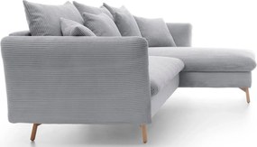 Popielata sztruksowa kanapa narożna z pojemnikiem H9-L51